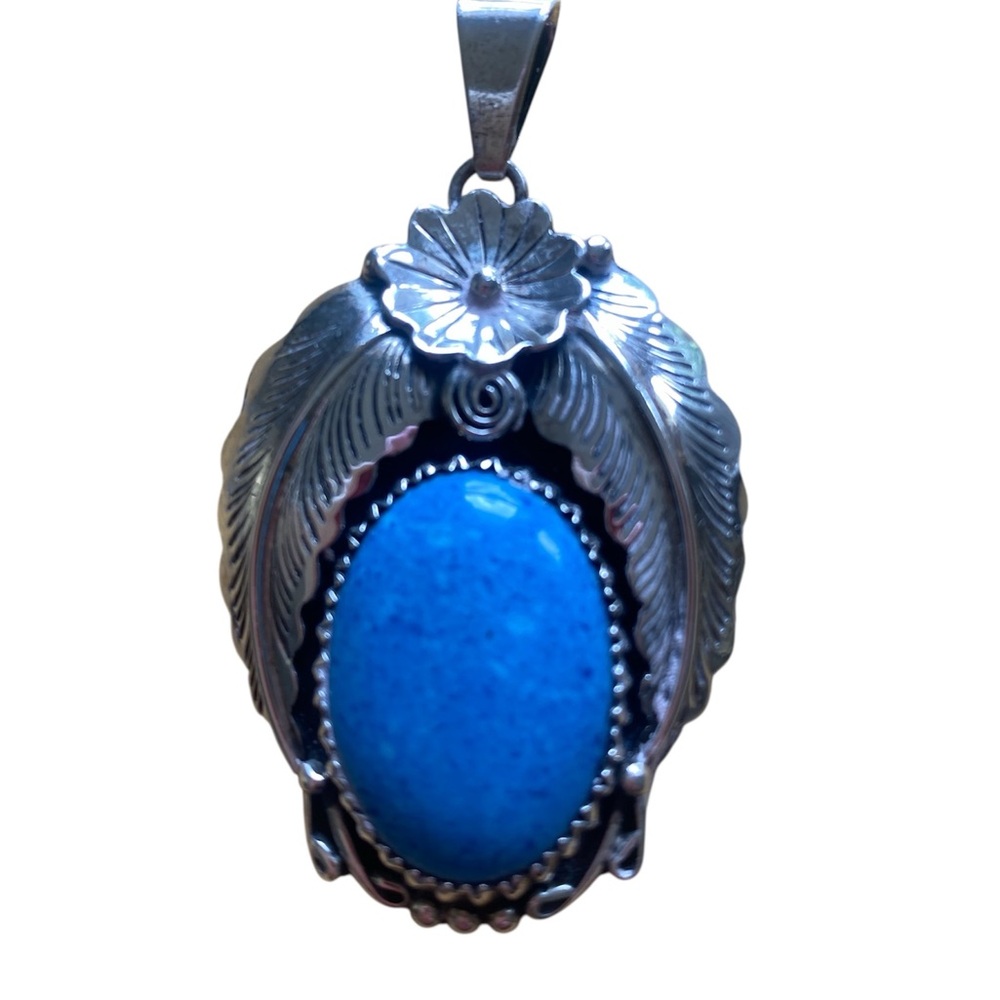 Signed Vintage 925 Navajo and Turquoise Pendant. P1
